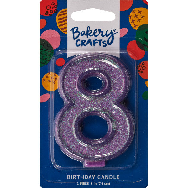 8 Glitter Numeral Candles