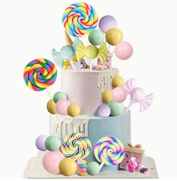 27pcs Colorful Candy Cake Topper Set