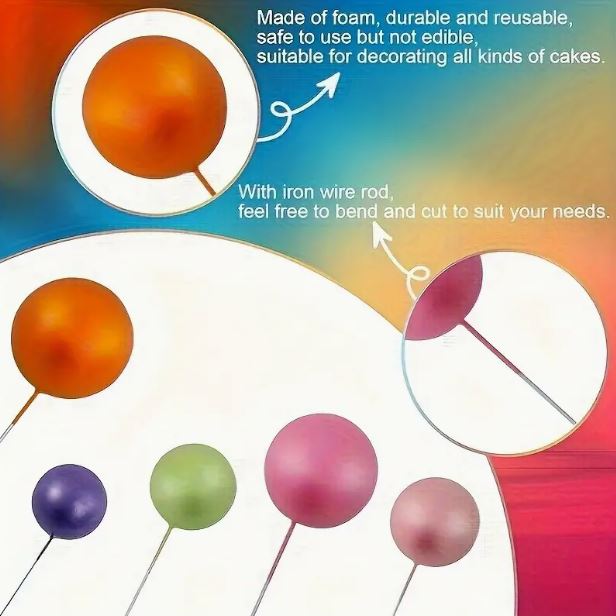115-Piece Colorful and Mixed Sizes Foam Ball - Cake Topper