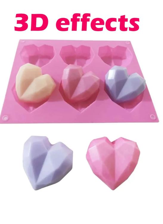 6 Cavity Heart Shaped Silicone Cake Mousse Mold