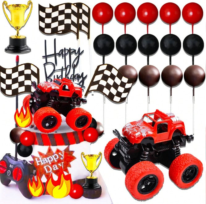 Red Monster Truck Birthday Cake Topper