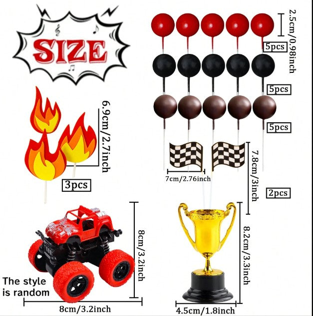Red Monster Truck Birthday Cake Topper