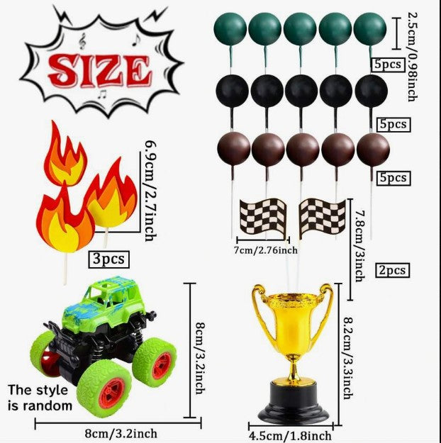 Green Monster Truck Birthday Cake Topper