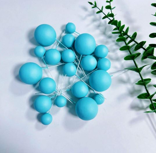 20Pcs Matte Light Blue Foam Ball - Cake Topper