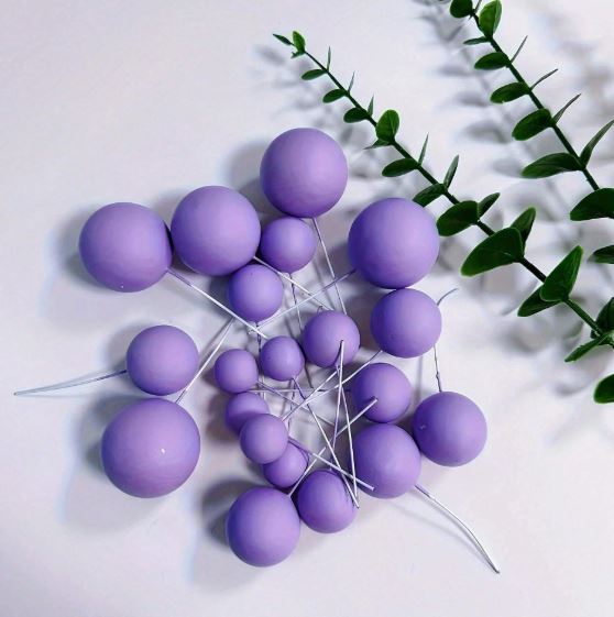 20Pcs Matte Light Purple Foam Ball - Cake Topper