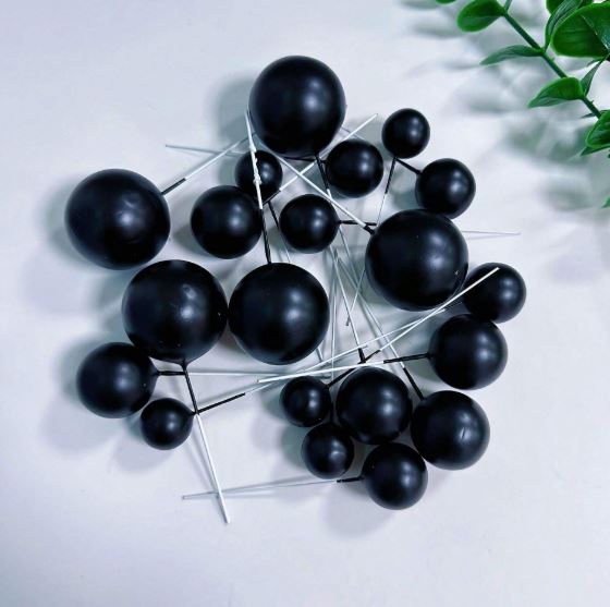 20Pcs Matte Black Foam Ball - Cake Topper