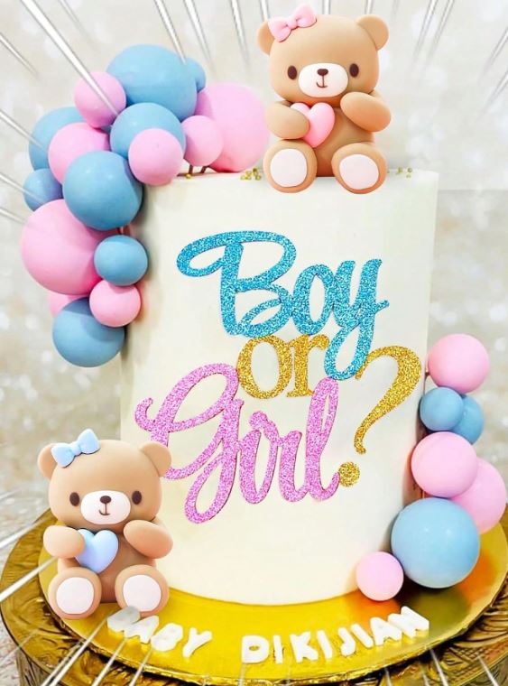 13PCS Blue & Pink Bow Bear and Foam ball Cake Toppers