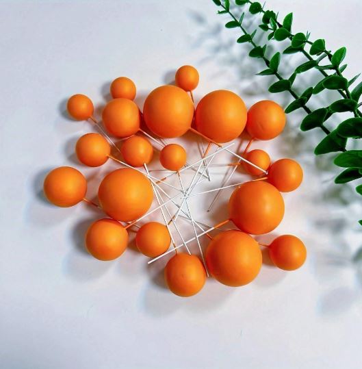 20Pcs Matte Orange Foam Ball - Cake Topper