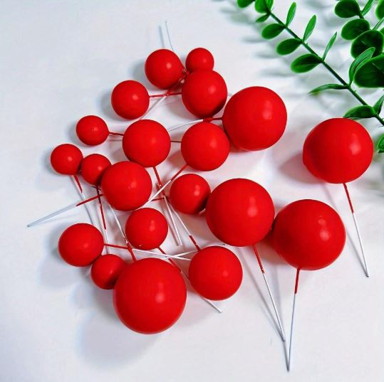 20Pcs Matte Red Foam Ball - Cake Topper