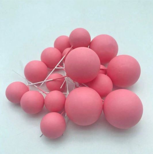 20Pcs Matte Dark Pink Foam Ball - Cake Topper