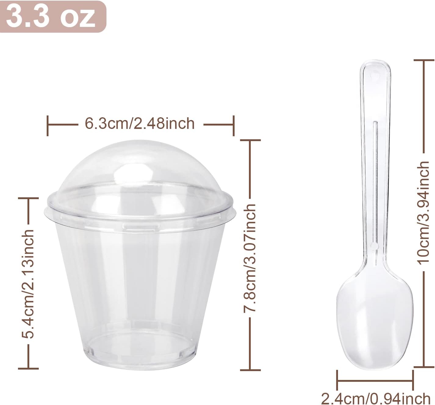 Dessert Cups with Dome Lids and Spoons