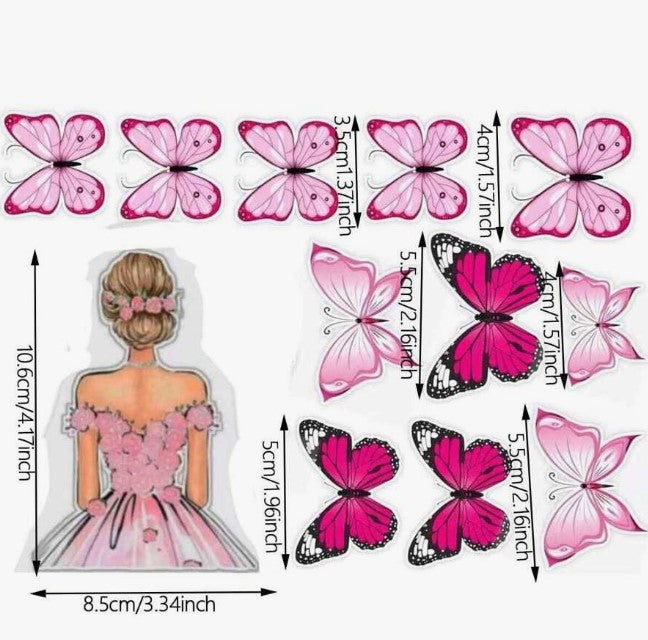 Butterfly Girl Silhouette Birthday Cake Topper Pastry Flower Butterfly Girl Silhouette Birthday Cake Topper Pastry Flower