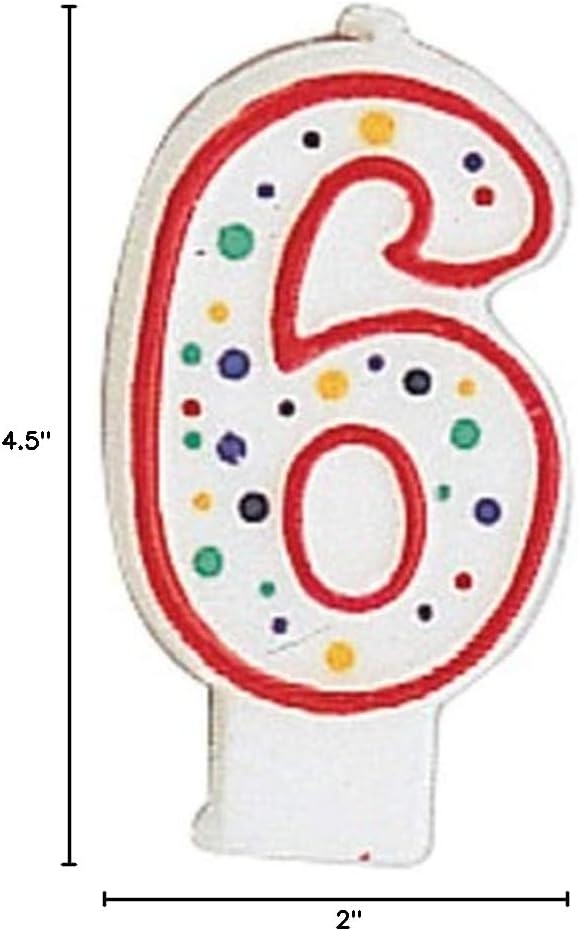 Polka Dot "6" Candle