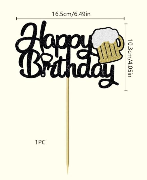Beer Mug Shaped Happy Birthday Cake Topper