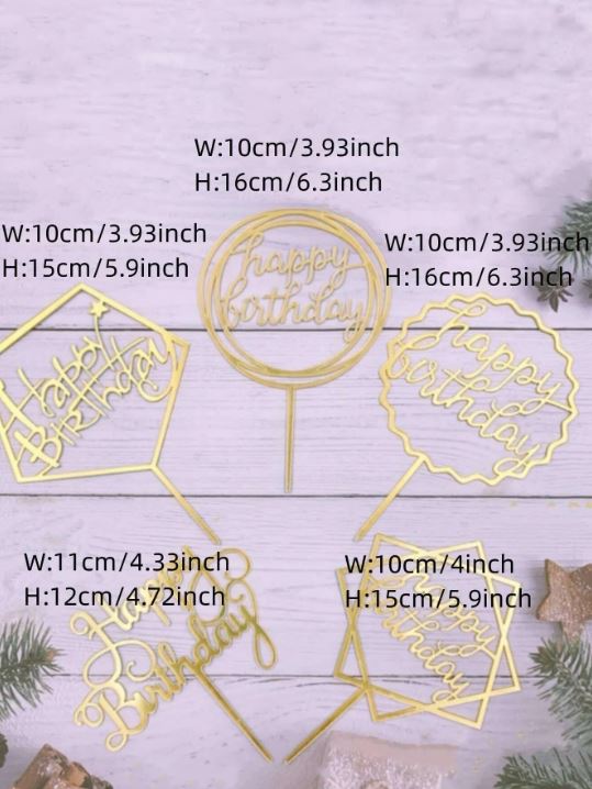 Metallic Birthday Party Cake Topper