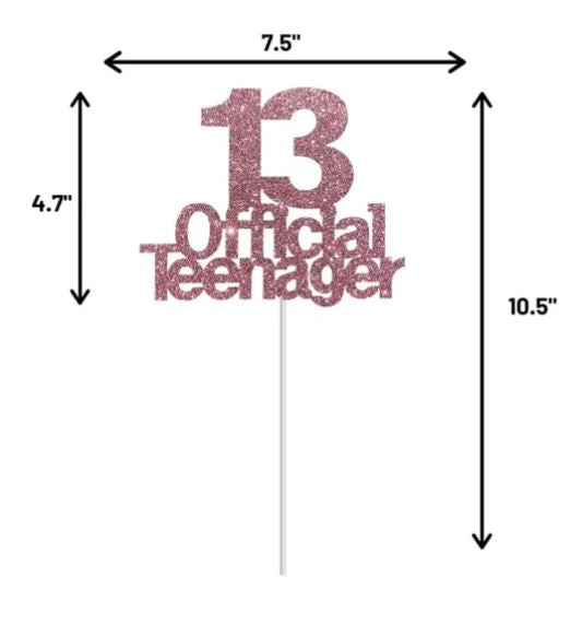 Rose Gold 13 Official Teenager Cake Topper