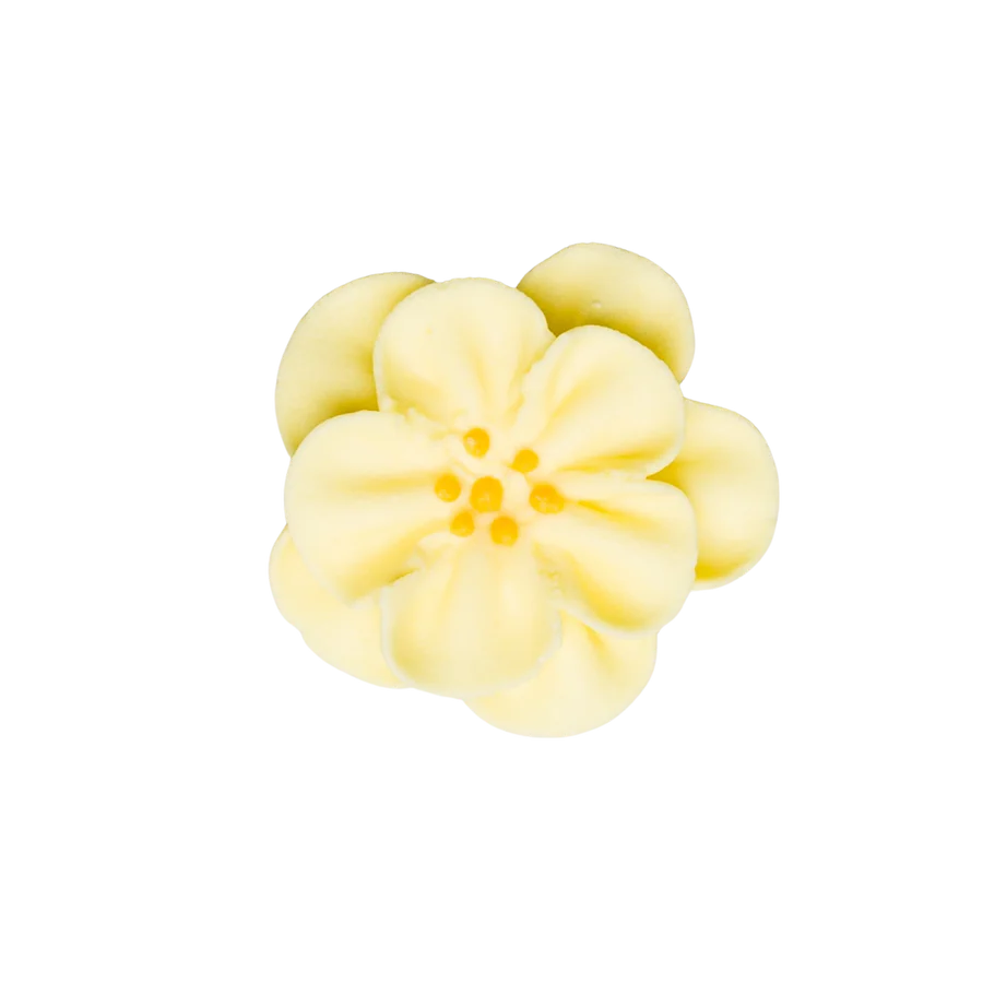 1.5" Royal Icing Dainty Bess Rose - Yellow