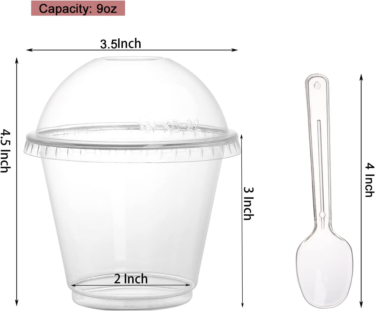 Clear Plastic Cup with Dome Lid and Spoon