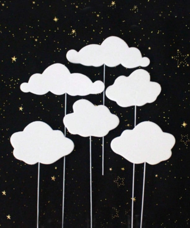6pcs White Cloud Cake Topper