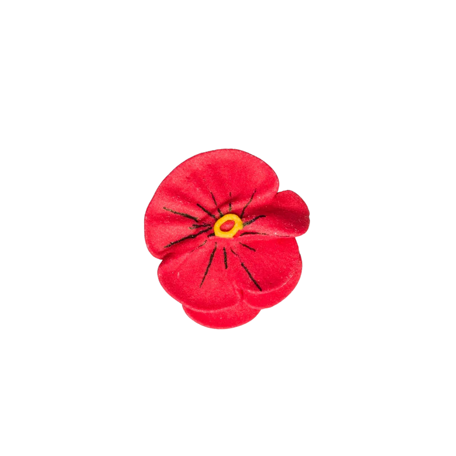 1" Royal Icing Pansy - Red