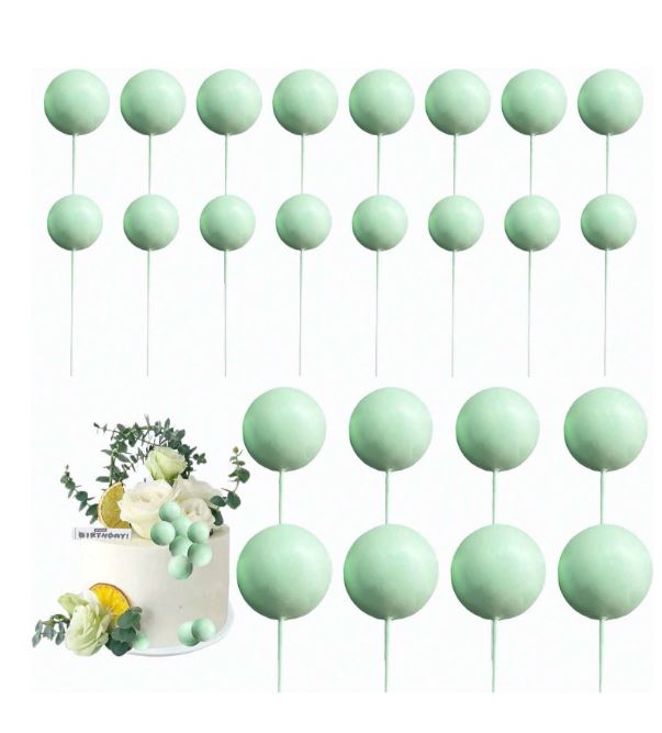 20 Pcs Green Balls Cake Topper