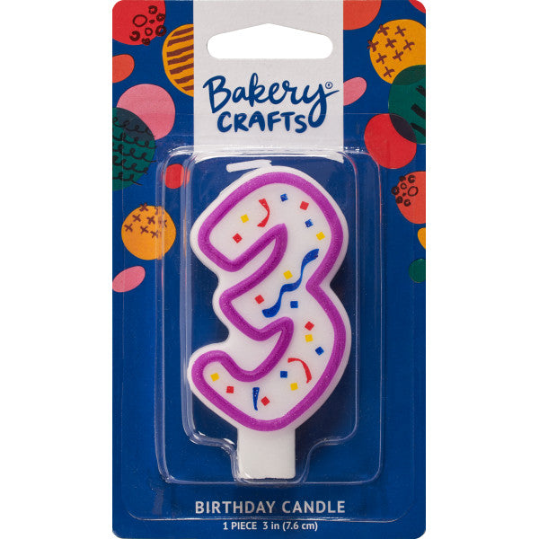 3 Party Purple Numeral Candles