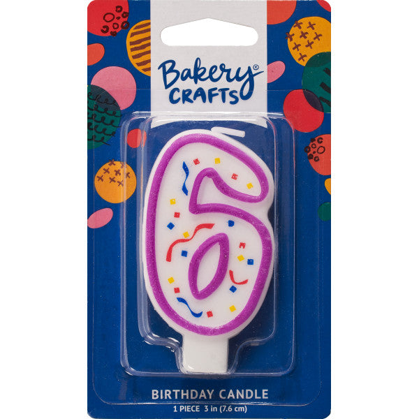 6 Party Purple Numeral Candles