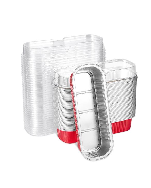 Red Mini Aluminum Foil Loaf Pans with Lids