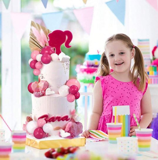 32 Pcs Pink and White - Sticks Foam Balls Cake Topper