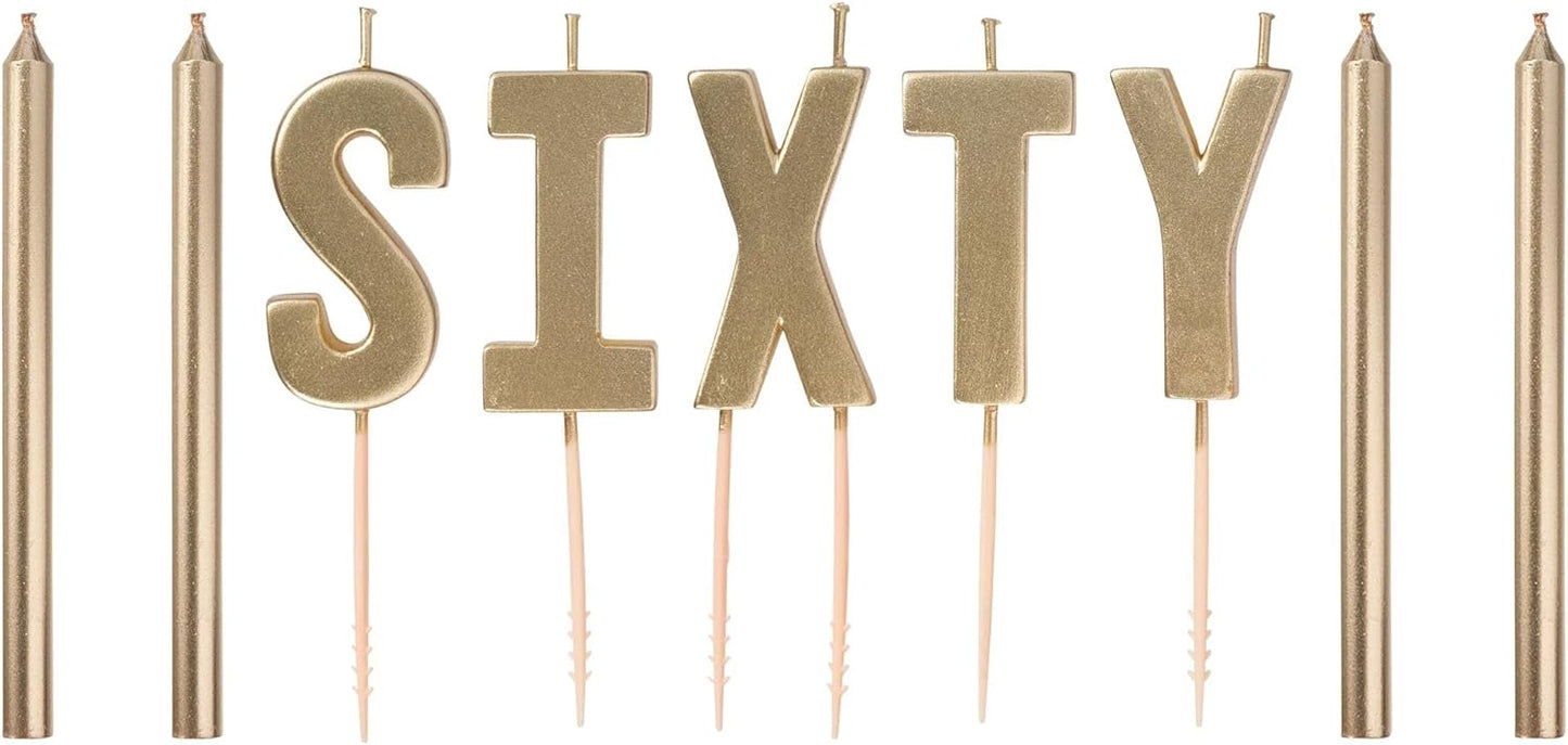 Golden Age 60th Birthday Gold Pick Candles