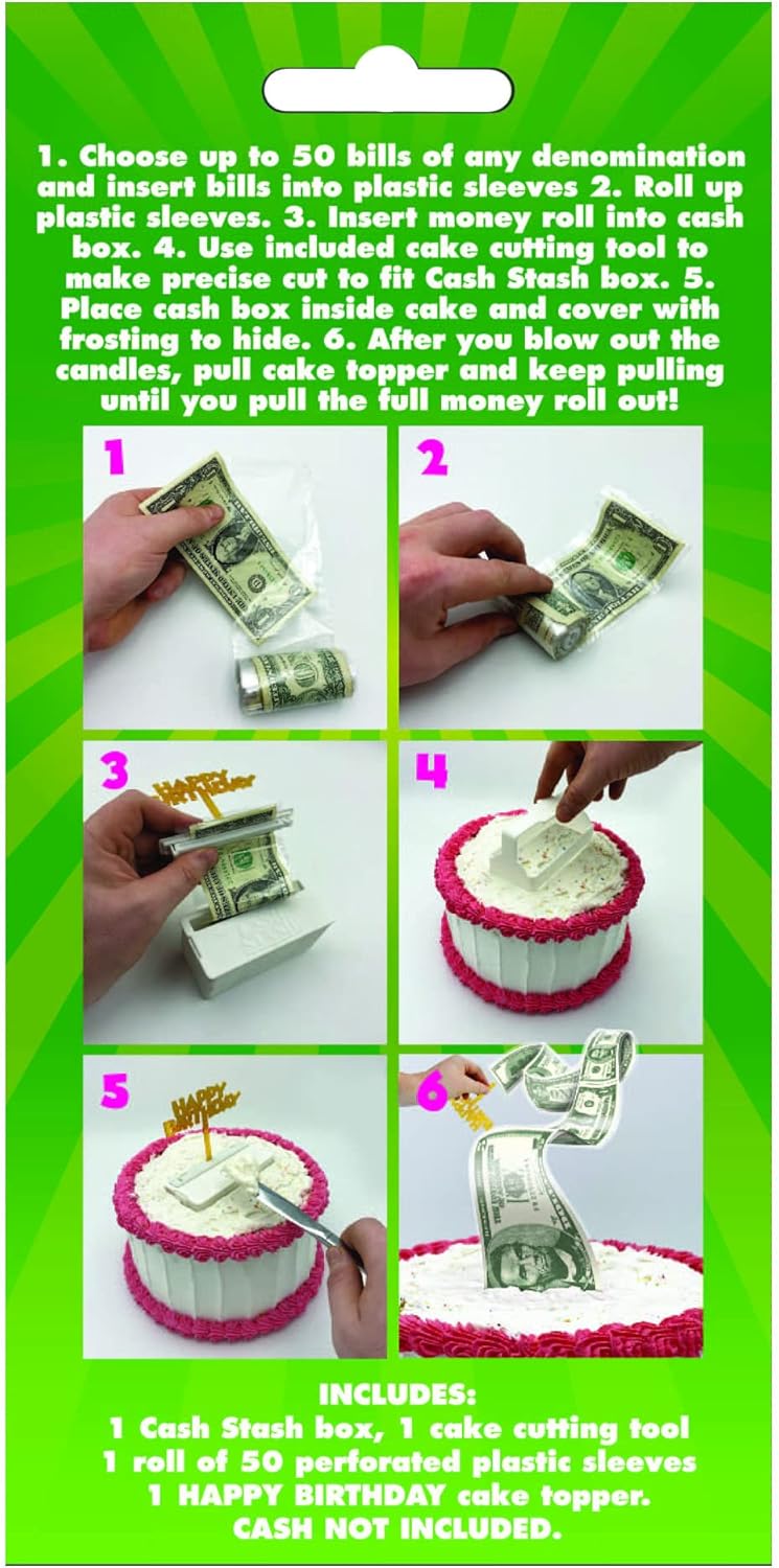 Cash Stash Cake Surprise - Pull Out Money Box for Birthday Cake