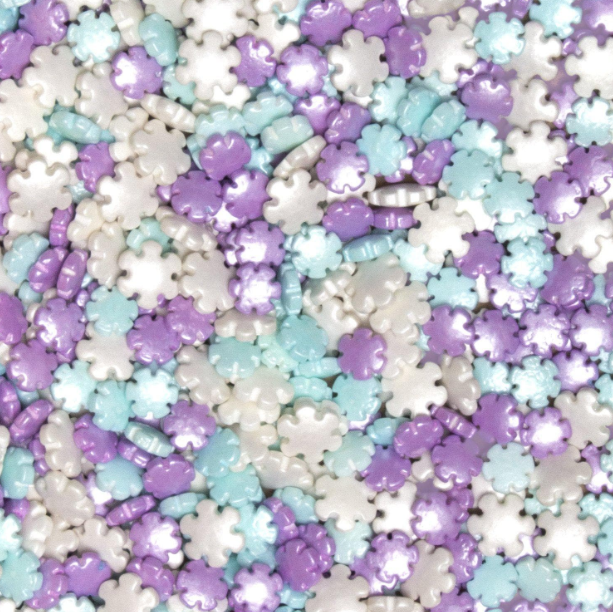 Purple and Blue Snowflake Shaped Sprinkles