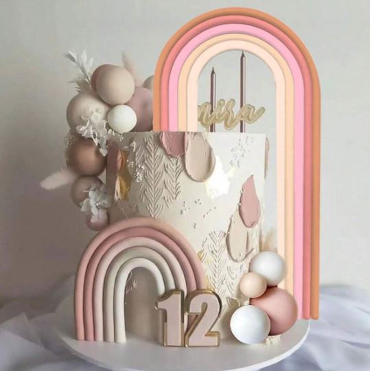 28Pcs Rainbow Cake Toppers Set