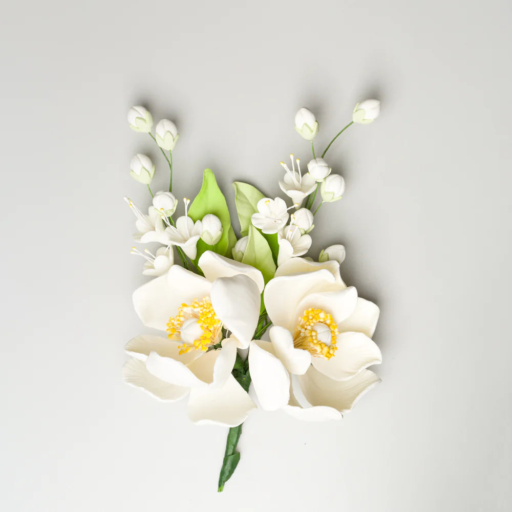 8" Dog Rose Spray - White