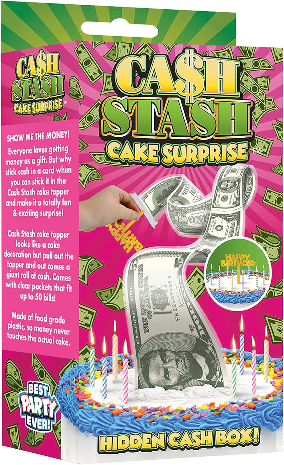Cash Stash Cake Surprise - Pull Out Money Box for Birthday Cake