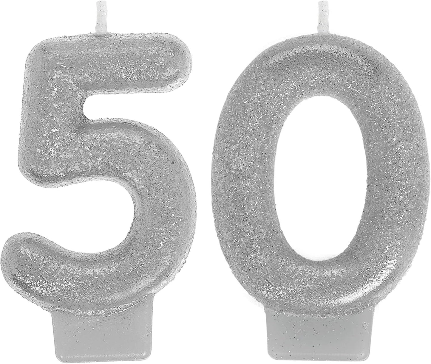 50th Silver Numeral Candles