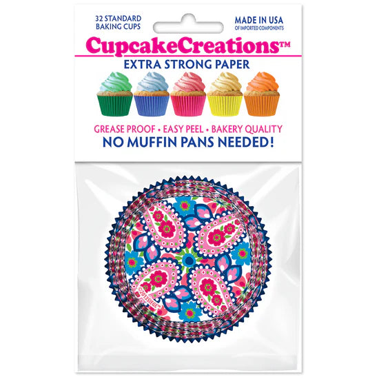 Pink Paisley Baking Cups - Cupcake Creations