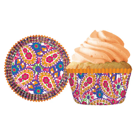 Tangerine Paisley Baking Cups - Cupcake Creations