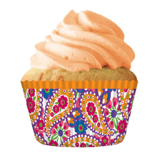 Tangerine Paisley Baking Cups - Cupcake Creations