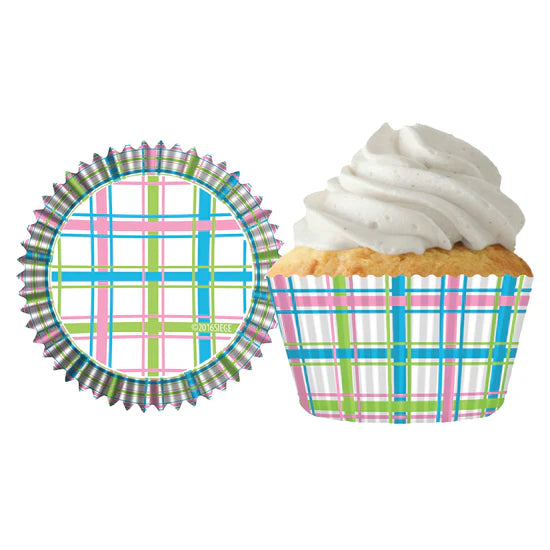 Pastel Plaid Baking Cups - Cupcake Creations