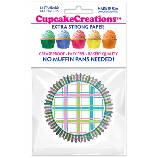 Pastel Plaid Baking Cups - Cupcake Creations