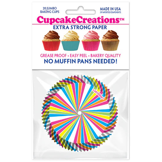 Jumbo Rainbow Swirl Baking Cups - Cupcake Creations