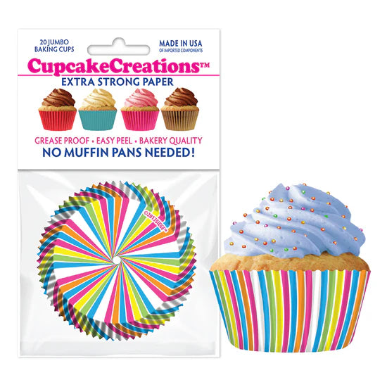 Jumbo Rainbow Swirl Baking Cups - Cupcake Creations
