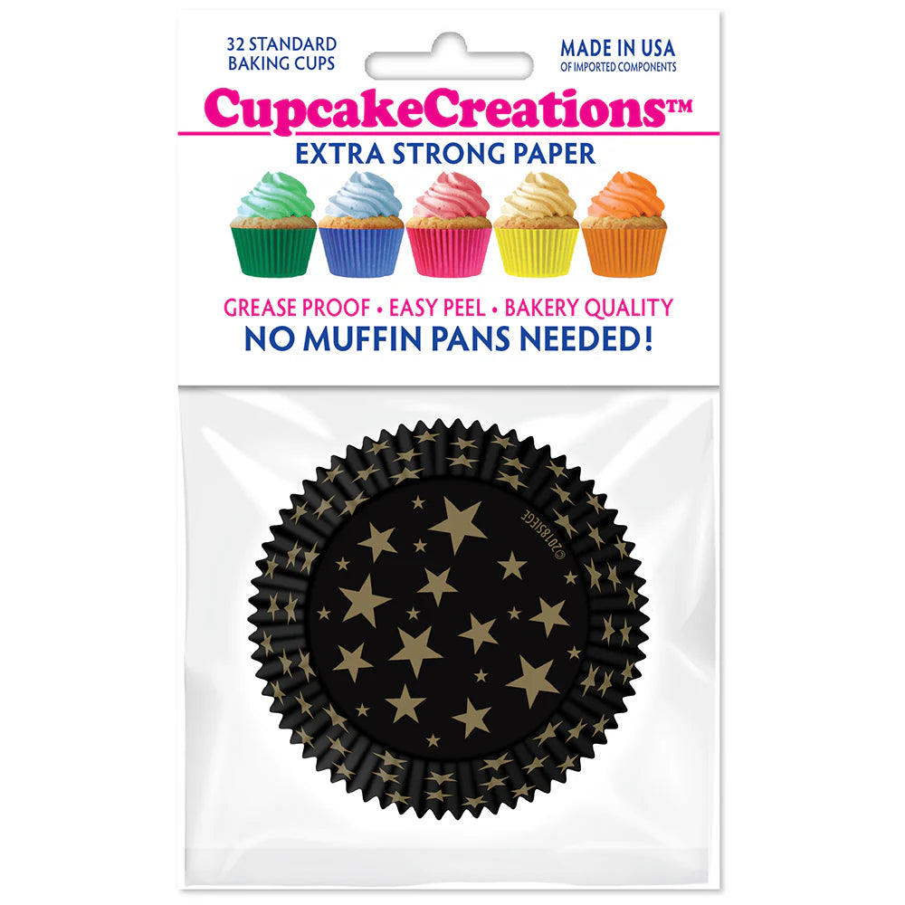 Gold Stars Baking Cups