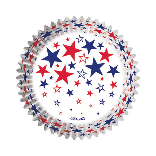 Red, White & Blue Stars on White Baking Cups - Cupcake Creations