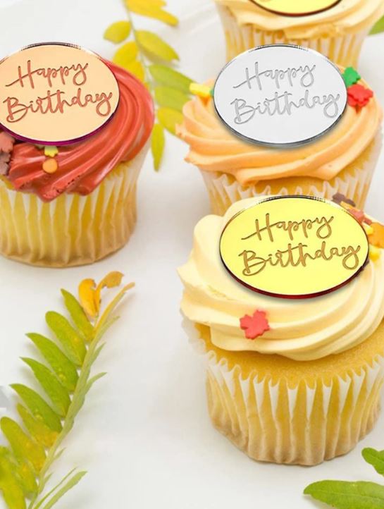 Happy Birthday Round Cupcake Topper