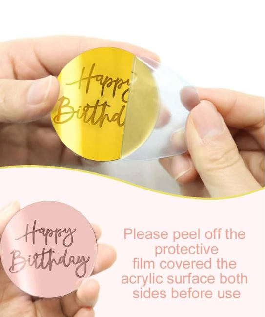 Happy Birthday Round Cupcake Topper