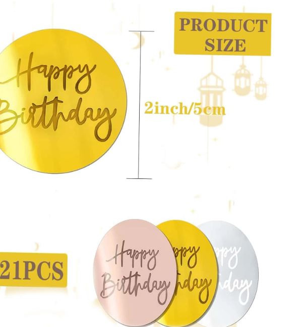 Happy Birthday Round Cupcake Topper