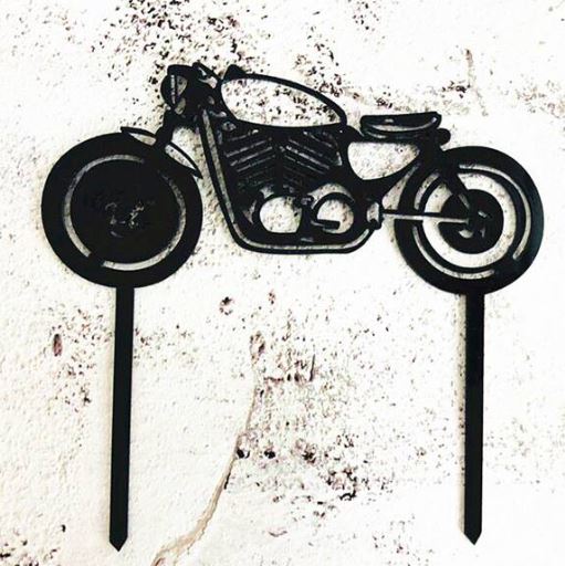 1pc Acrylic Black Motorcycle Cake Topper