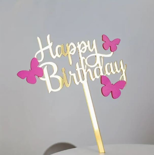 Butterfly Acrylic Happy Birthday Cake Topper